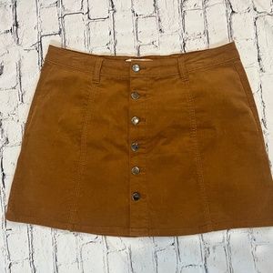 Button Front Corduroy Mini Skirt
